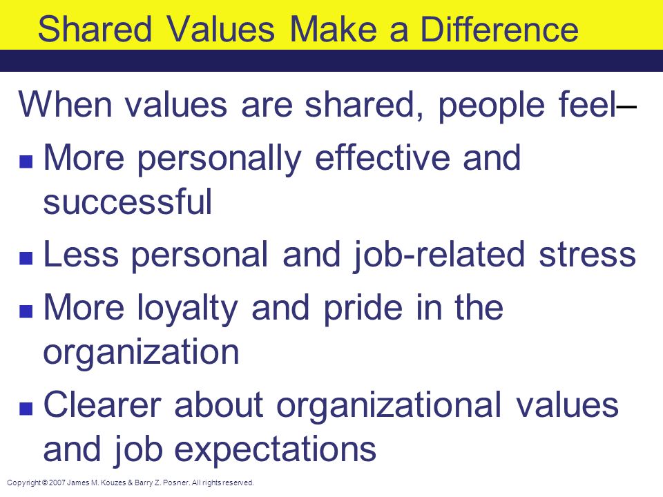 How are the values expectations and